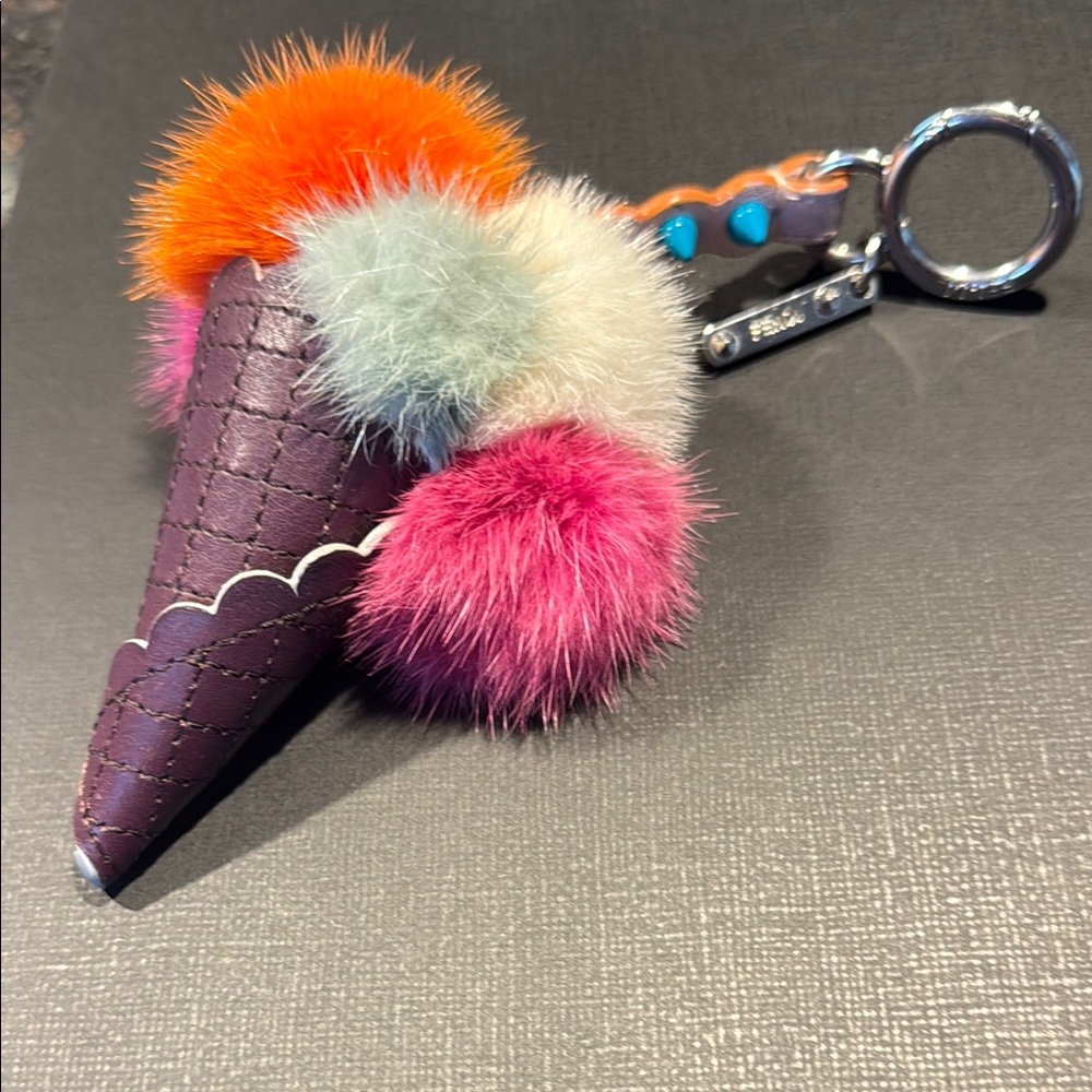 Colorful Fendi Fur Ice Cream Cone Keychain/Charm - Gently Used/Exc.Condition